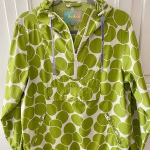 Boden Pullover Lime Green and White/Cream Windbreaker Size 10